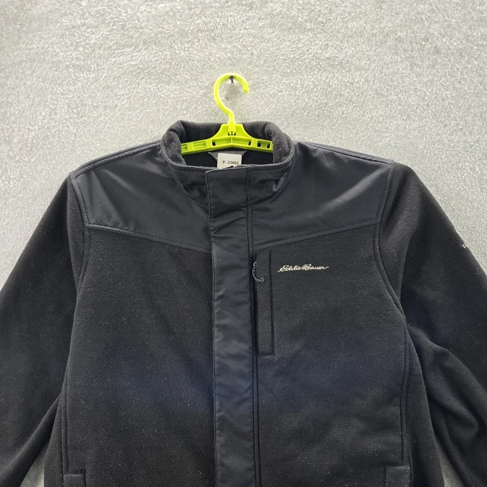Eddie Bauer Men Jacket L‎ Black Gorpcore Logo Travex Zipper Long Sleeve